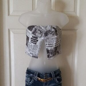 Princess Polly XX Newspaper Print Tube Top SZ.(AU/UK-8), (US-4), (EU-36)